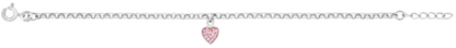 Silverarmband med rosa hjärta, 17cm